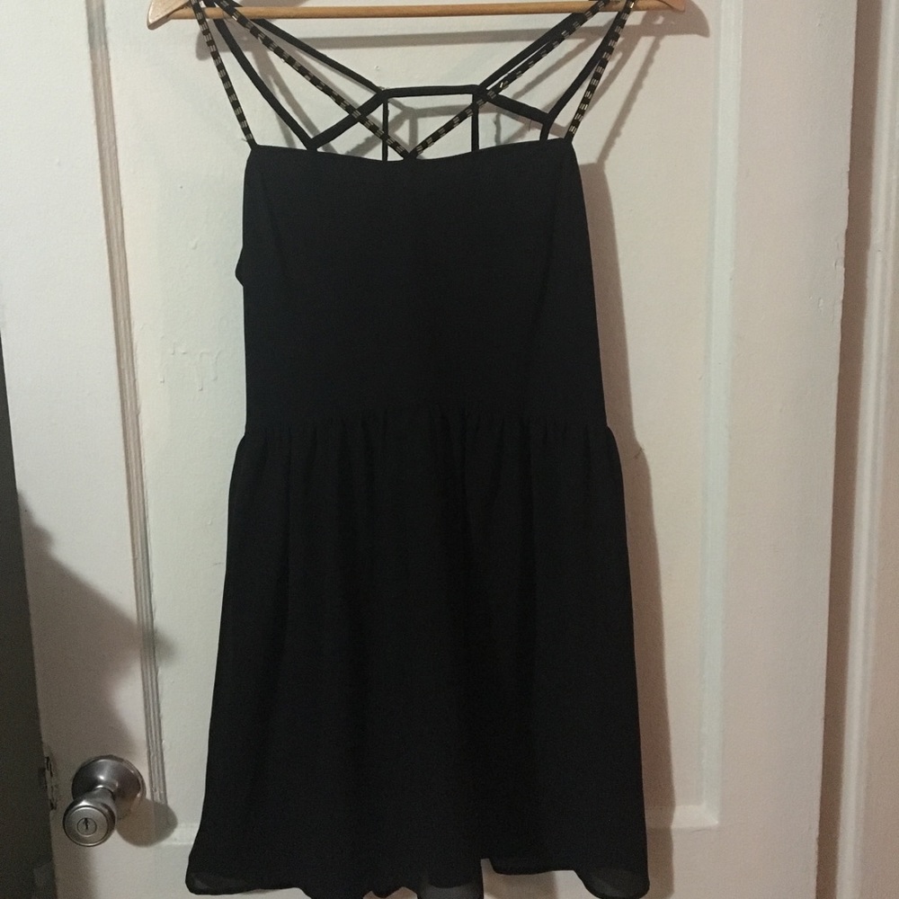 Black Dress with beaded cut out straps